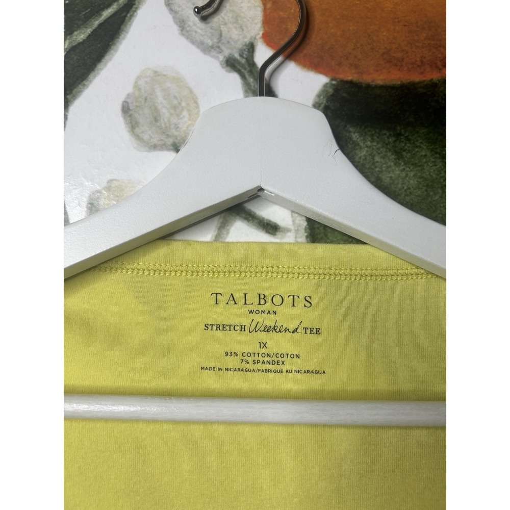 Talbots Woman 1X Stretch Weekend Tee Shirt Cotton Blend Boatneck Short Sleeve - Picture 4 of 5